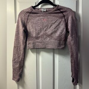 Gymshark Maroon Heathered Long Sleeve Crop Top